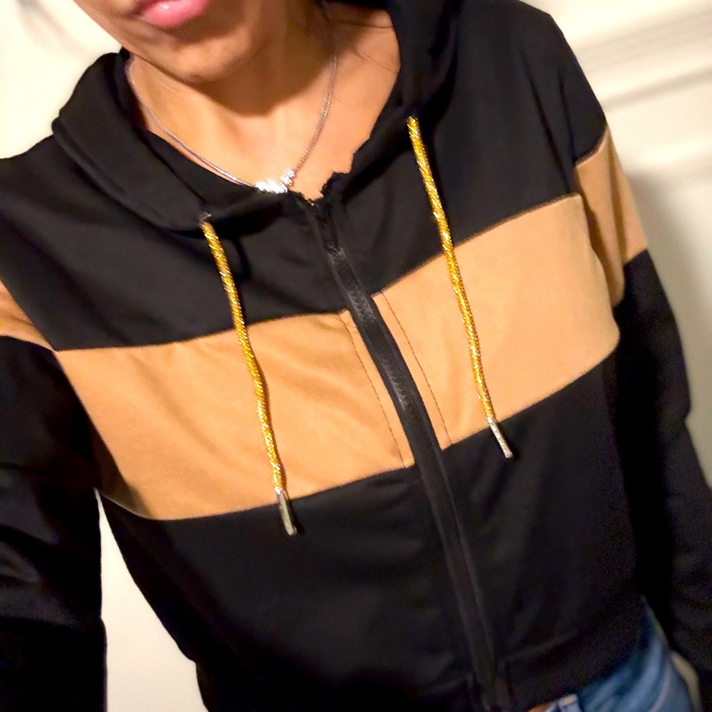 Crop Hoodie with rhinestone drawstring